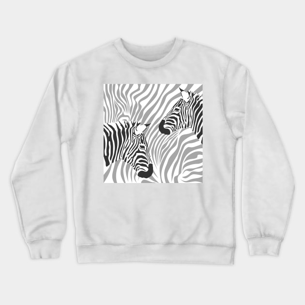 Zebras with zebra pattern background Crewneck Sweatshirt by ZUCCACIYECIBO